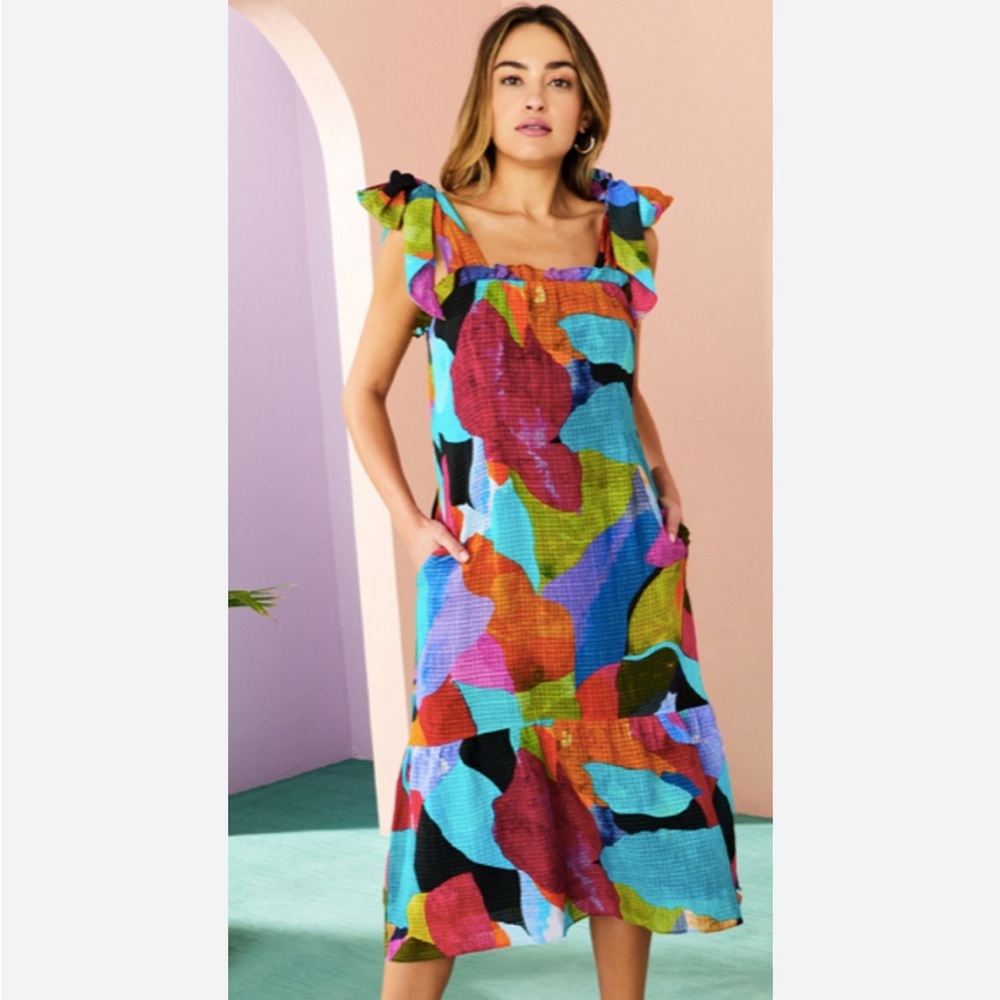 Marie Oliver Maya Printed Seersucker Midi Dress in Jewel - Picture 13 of 13